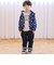 電車モチーフサガラ刺しゅうボーダー柄長袖Tシャツ(80~130cm)