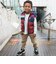 袖プリント レイヤード風ビッグ長袖Tシャツ(100~160cm)