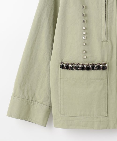 【極美品】グレースコンチネンタル　ビジュー　モッズコート　ベージュ　ミリタリーS 極美品】グレースコンチネンタル ビジュー モッズコート
