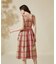 タフタチェックリボンドレス