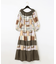 プリント切替ペザントワンピース