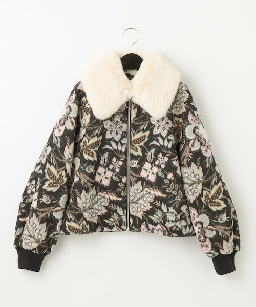 ファー衿ジャガードブルゾン｜グレースコンチネンタルの通販｜&mall