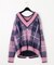 チェックシャギーニットトップ