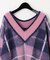 チェックシャギーニットトップ