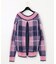 チェックシャギーニットトップ