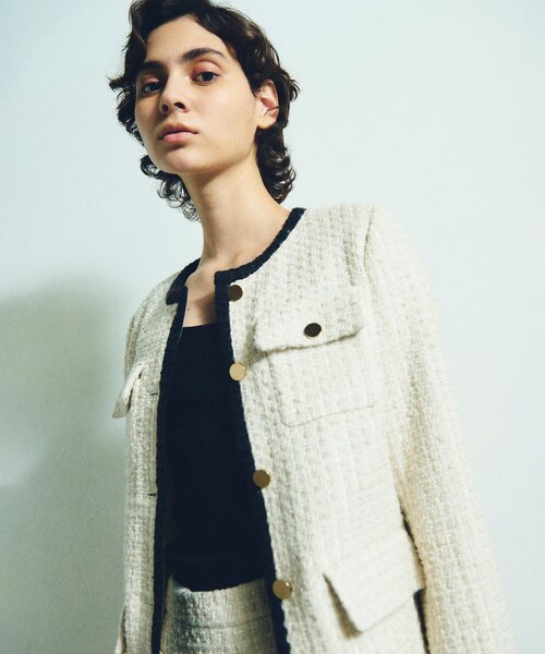 254-40 未使用タグ付き グレースクラス ツイードバイカラージャケット ツイードバイカラージャケット｜グレースコンチネンタルの通販｜&mall