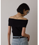 オフショルリブニットトップ