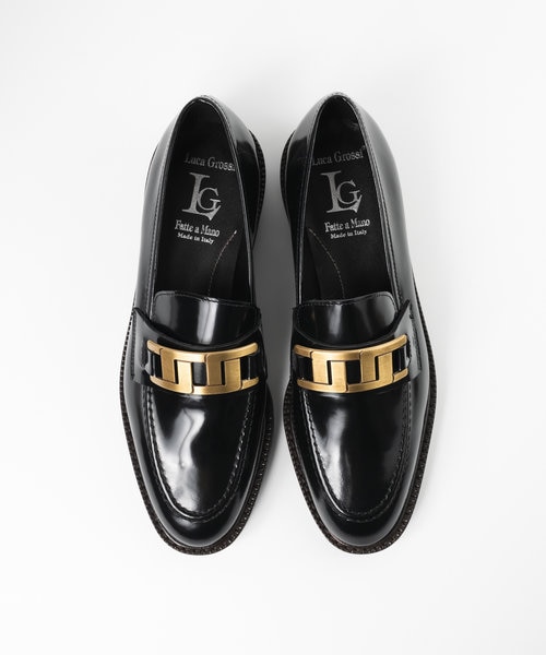 美品 ルカ グロッシ ブラック 厚底 ビットローファー 37 ルカ グロッシ Luca Grossi ビットローファー （ブラック
