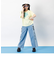 レースアップデニムロングパンツ