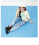 レースアップデニムロングパンツ