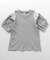 肩フリルフラワーモチーフTシャツ