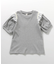肩フリルフラワーモチーフTシャツ