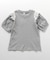 肩フリルフラワーモチーフTシャツ