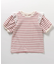 肩フリルフラワーモチーフTシャツ