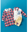 tiny bear ストライプ＆チェックワンピース