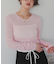 袖シャーリングシアートップス