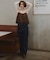 袖シャーリングシアートップス