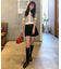 透かし編みパフスリーブニットトップス