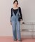 フロントファスナーデザインデニムキャミソールサロペット