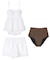 3点セット/フラワーレースペプラムビキニ×ショートパンツ/水着