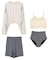 4点セット/カットアウトラッシュガード×ビキニ/水着