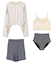 4点セット/カットアウトラッシュガード×ビキニ/水着