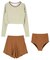 3点セット/パイピング長袖ビキニ×ショートパンツ/水着