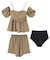 3点セット/オフショルダーフレアビキニ×ショートパンツ/水着