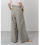 リネンライクサイドベルトデザインタックワイドパンツ