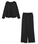 Vネックトップス×パンツ/ボンディングセットアップ