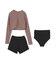 3点セット/ショートパンツ×カップ付長袖ビキニ/水着