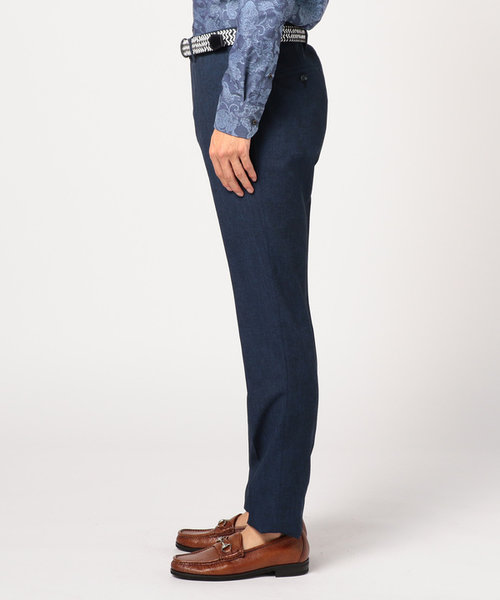 麻調EVALETツイルプリントスラックス