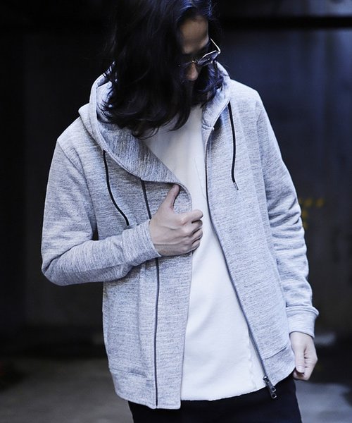 裏毛ライダース型パーカー