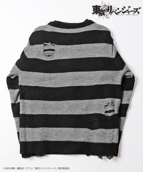 未使用　東京リベンジャーズ ✕ RATTLE TRAP 場地圭介 ニット M 東京リベンジャーズ」 RATTLE TRAP コラボアイテム 場地圭介グランジ