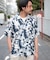 水彩柄総柄プリントオープンカラー半袖シャツ