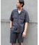 綿麻ストライプオープンカラー半袖シャツ