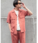 綿麻ストライプオープンカラー半袖シャツ