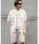 綿麻ストライプオープンカラー半袖シャツ