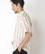 オリエンタルジャガードストライプ半袖シャツ　fabric made in japan