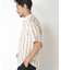 オリエンタルジャガードストライプ半袖シャツ　fabric made in japan