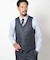 ブライトインディゴ調チェックストレッチベスト＜スリーピース対応＞