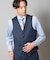ウールポリエステルマイクロドビー小紋柄スーツベスト（同素材セットアップあり）