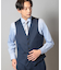 ウールポリエステルマイクロドビー小紋柄スーツベスト（同素材セットアップあり）