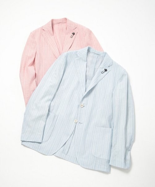 ラルディーニ LARDINI テーラードジャケット ストライプ リネン イタリア LARDINI(ラルディーニ)】コットンリネンドビーストライプジャケット