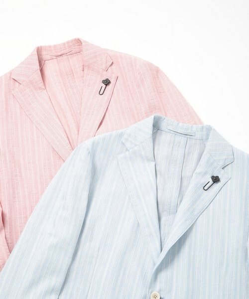 LARDINI ラルディーニ テーラードジャケット ストライプ コットン LARDINI(ラルディーニ)】コットンリネンドビーストライプジャケット