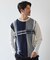 ニット×ポンチ パネル切り替え クルーネックロンT