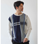 ニット×ポンチ パネル切り替え クルーネックロンT