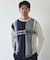 ニット×ポンチ パネル切り替え クルーネックロンT
