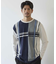 ニット×ポンチ パネル切り替え クルーネックロンT