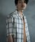 オープンカラーオンブレーチェックシャツ